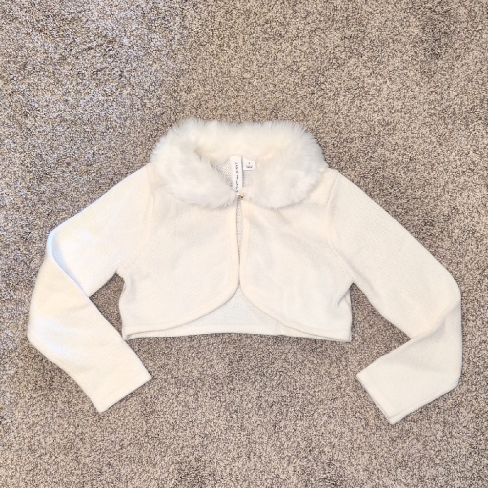 J&J cropped cardigan with faux fur sz4